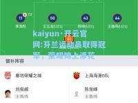 kaiyun·开云官网:芬兰运动员取得冠军，荣耀锦上添花